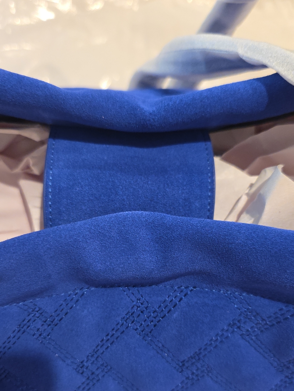 Kurt Geiger Blue Quilted Leather Suede Tote Bag Double Handle Shoulder Bag Soft - Picture 12 of 14